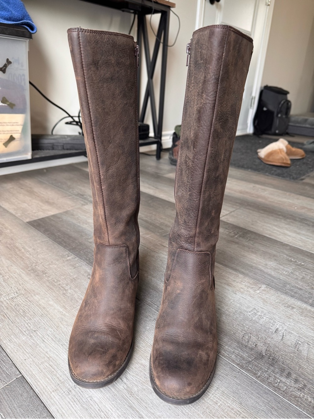 Hush Puppies Distressed Brown Leather Tall Riding boot
